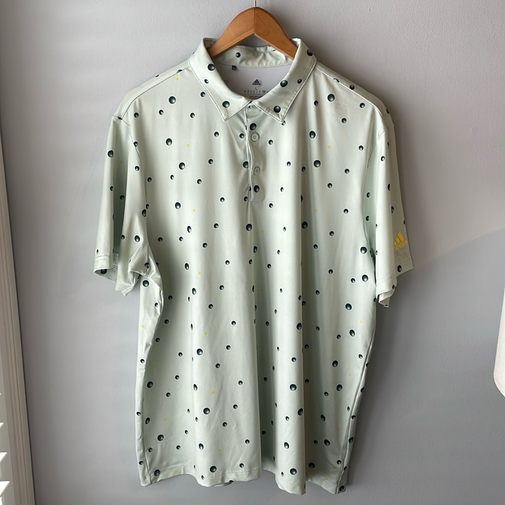 Adidas Ultimate‎ Polo Golf Allover Print Green Short Sleeve